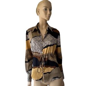 Carlisle Stylish Women's silk Multicolor Patterned Top size 12